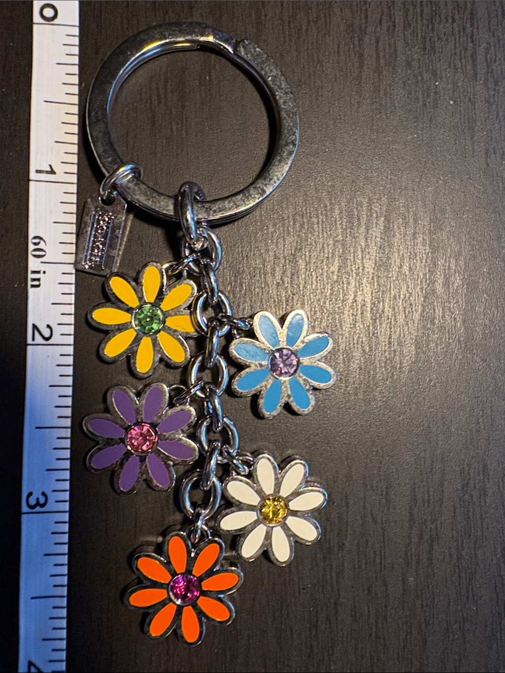 Coach Multicolor Daisy Charm Keychain - Yellow, Blue, Purple, White, Orange